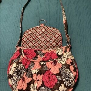 Vera Bradley Pink and Brown Floral Shoulder Bag